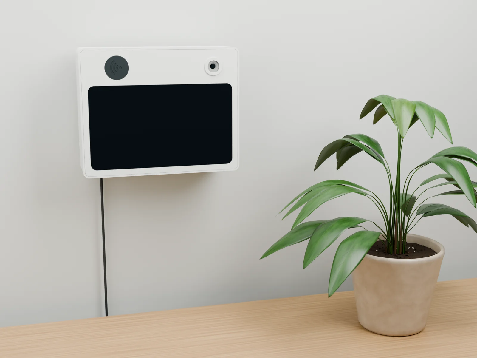 3D-Ansicht des an der Wand befestigten Neoffice-Terminalprototyps